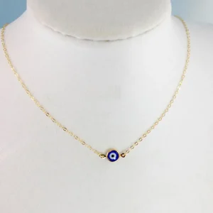 Collar ojo turco dorado delicado cadena a la clavícula ojo azul turco unisex