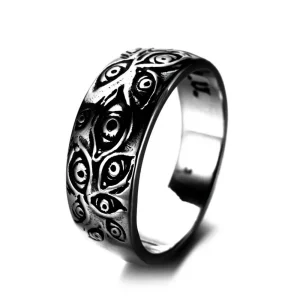 Anillo ojo turco vintage gótico minimalista unisex color negro