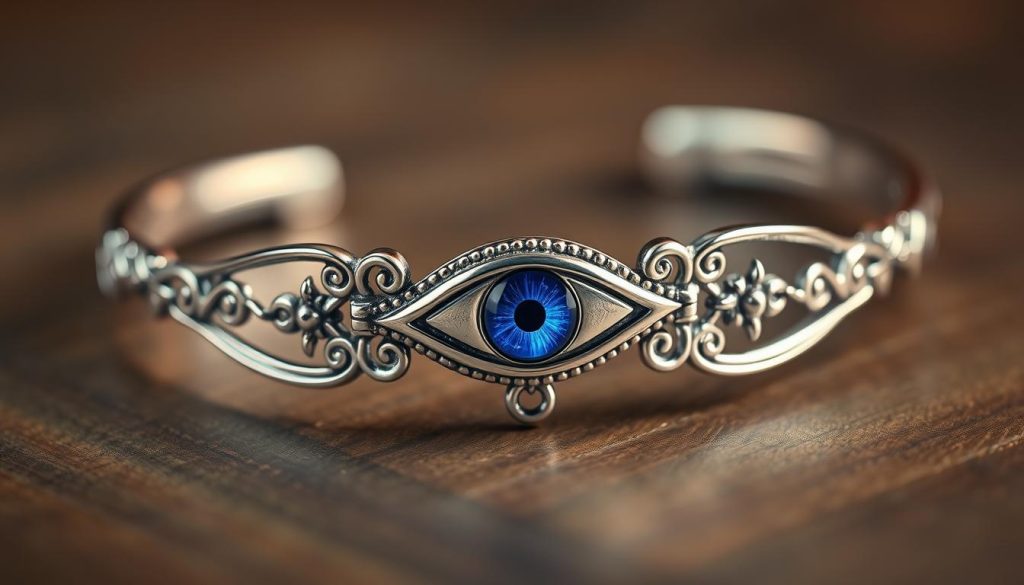 pulsera de ojo turco de plata de ley